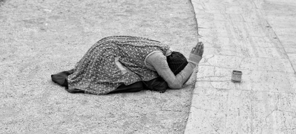Street beggar in Rome Italy