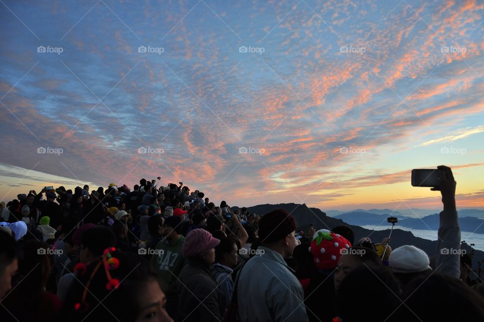 Landscape, People, Sunset, Group, Crowd