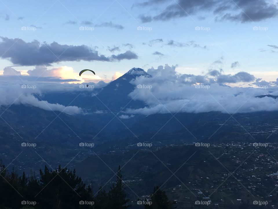 Sunset paragliding in Ecuador