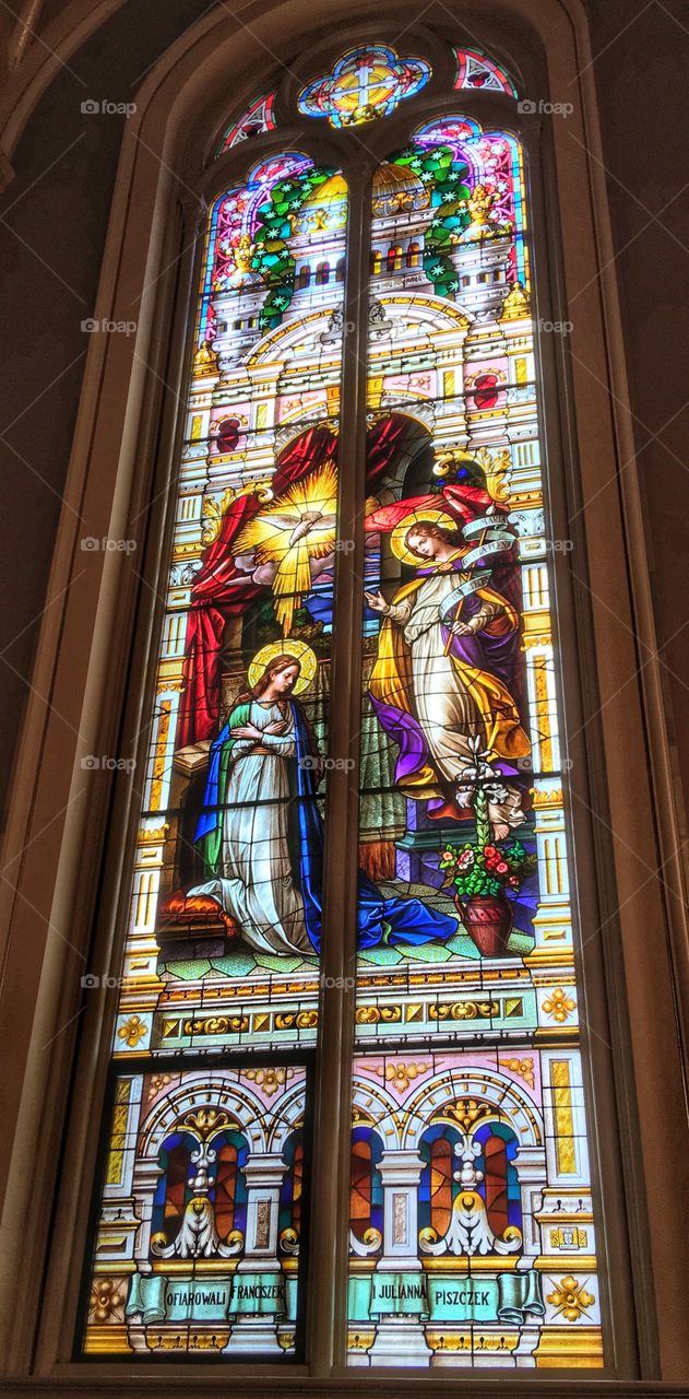 Stained glass window of church