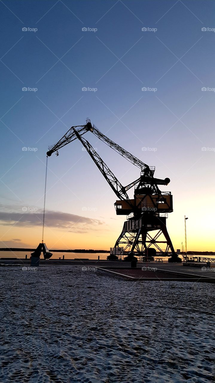old crane in the harbour