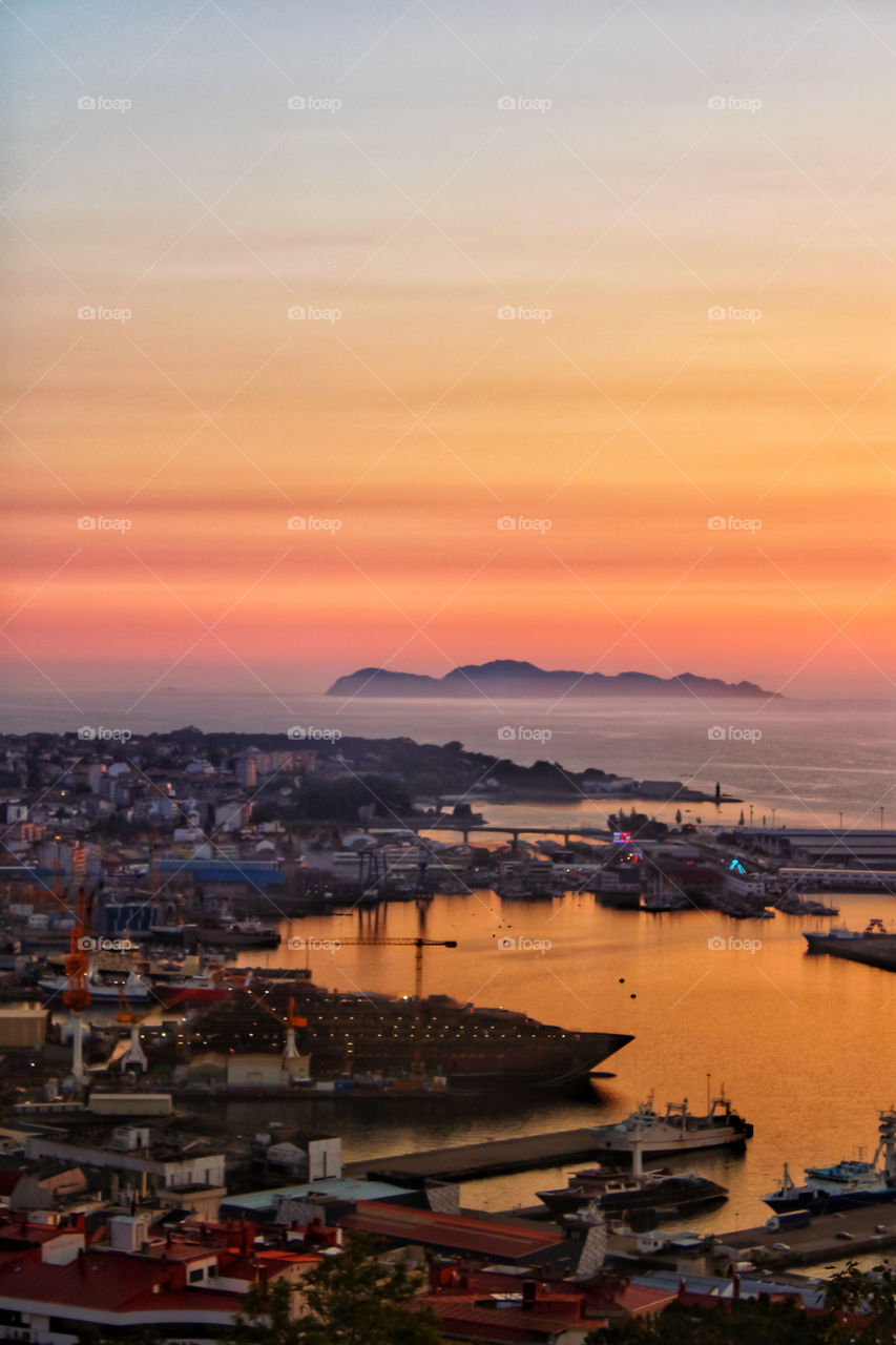 port in the early morning