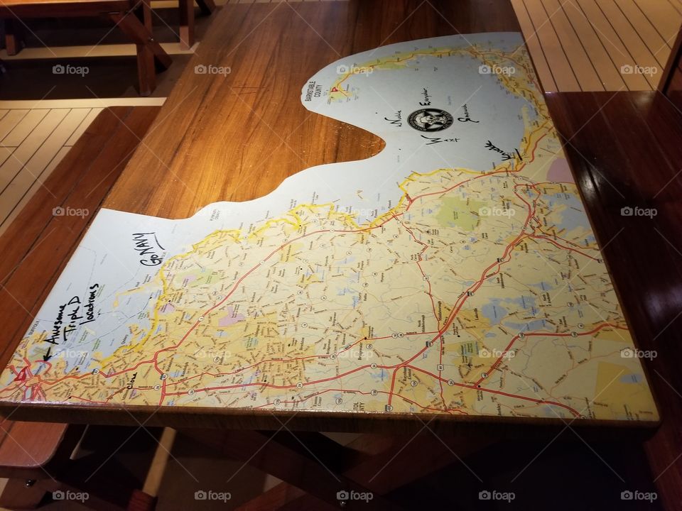 Map on the table on the Carnival cruise ships sunshine .