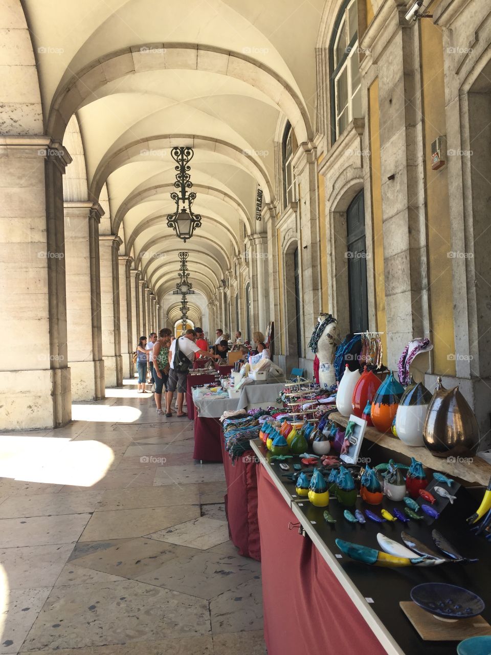 Market day in town square in Portugal 