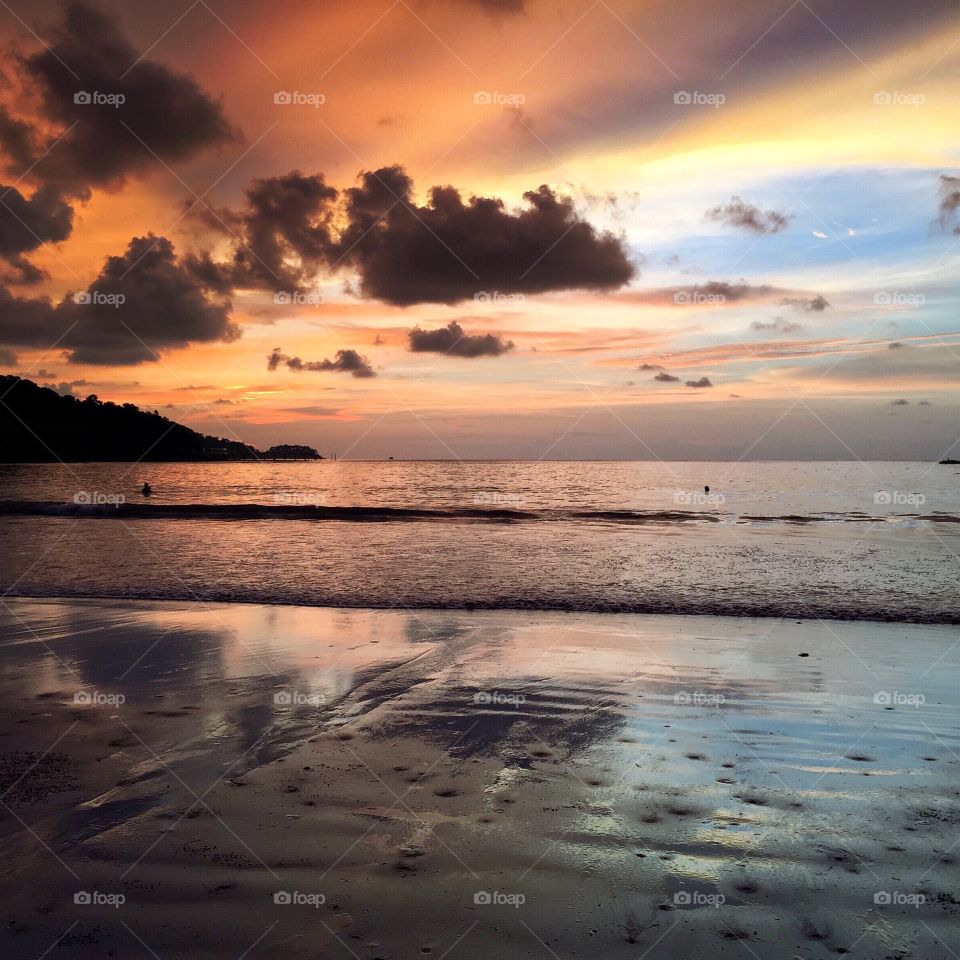 Sunset, Beach, Water, Dawn, Sun