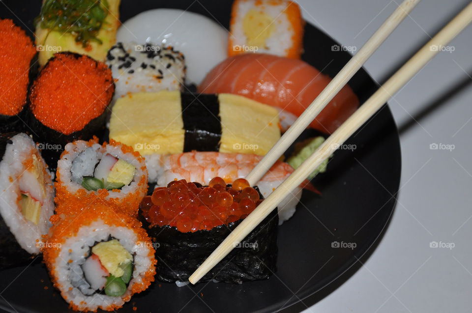 Close-up of delicious sushi