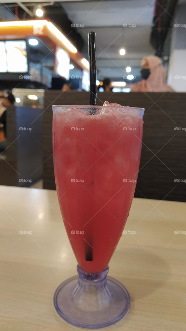 A glass of beautiful fresh water melon juice