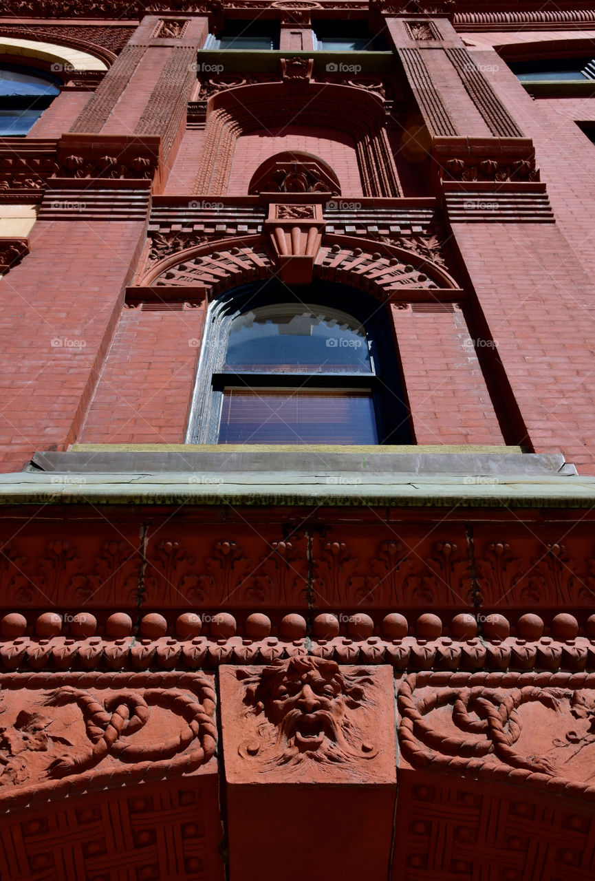 Red color story, color mission, red brick urban scene