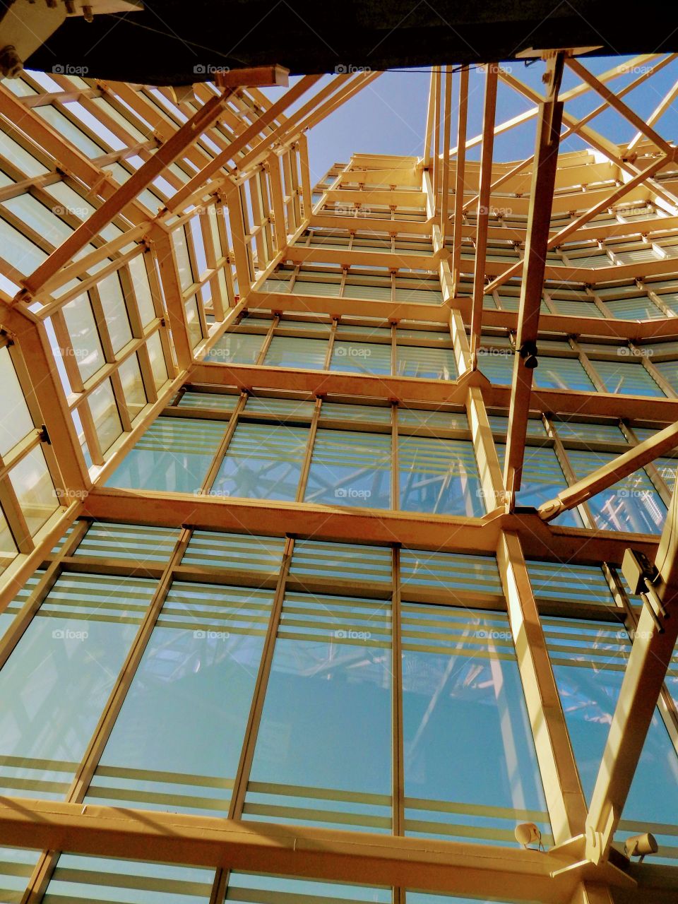 Glass structure with strong bars.