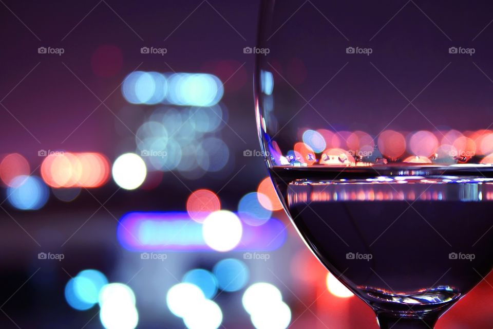Beautiful wine glass with bokeh effect