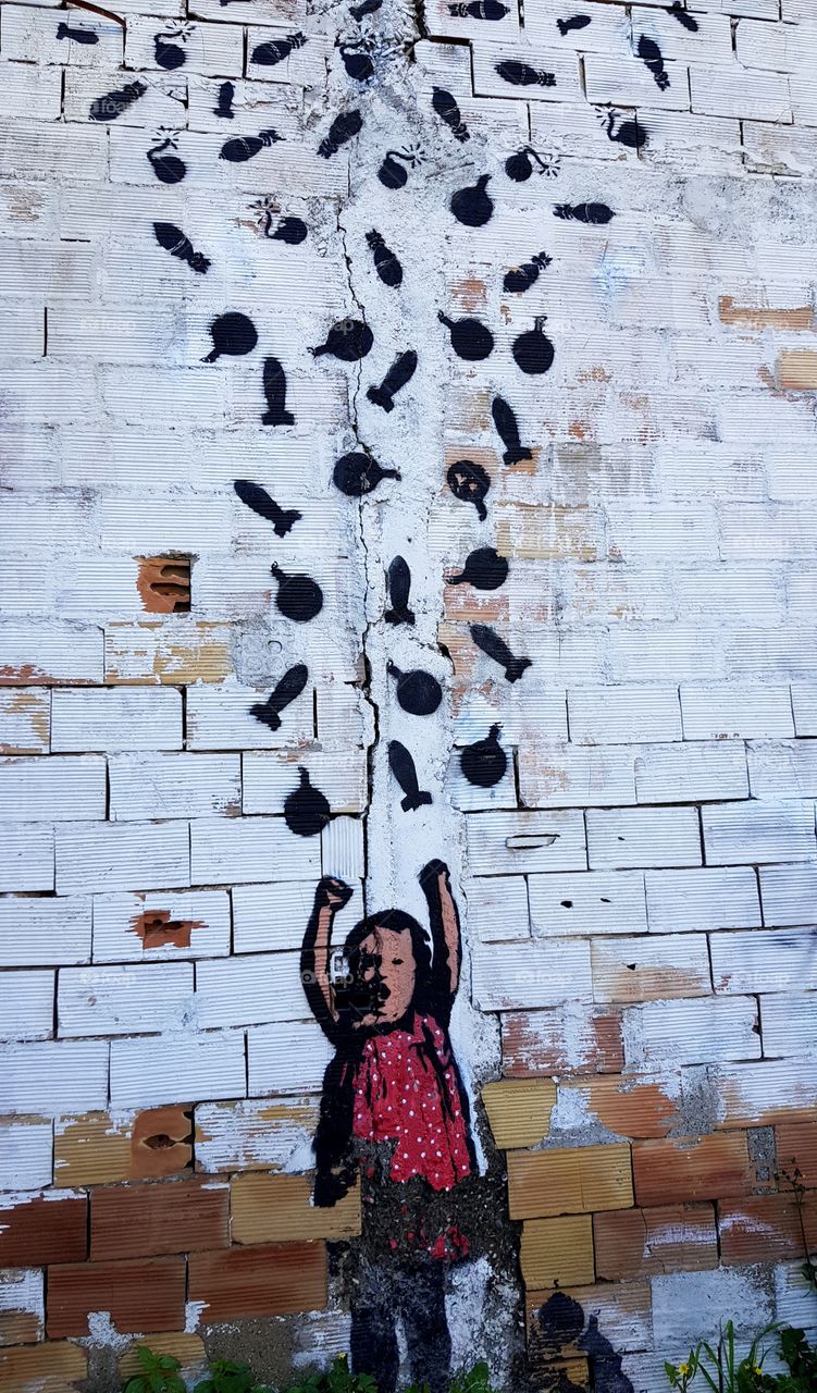 A graffiti art, which sends out a powerful anti-war message