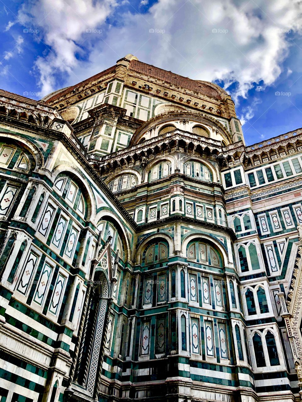 Looking up at the Duomo in Florence Italy 