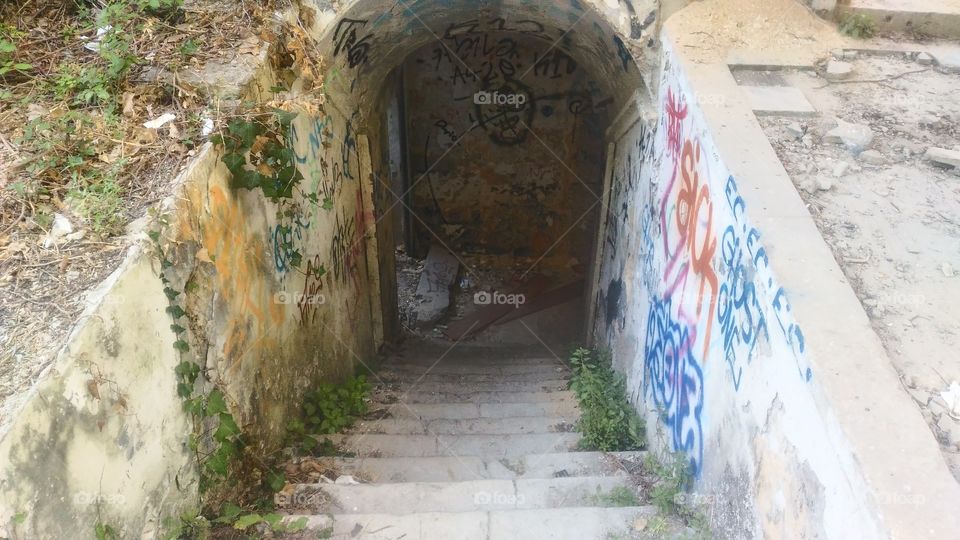 abandoned factory entrance