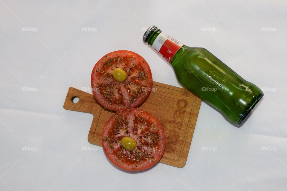 Tomato Olives and Beer