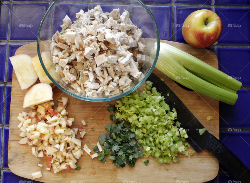 The makings of a chicken salad