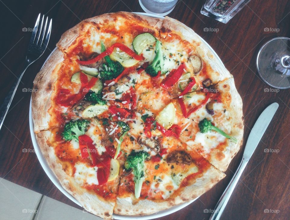 Pizza with locally grown organic vegetables
