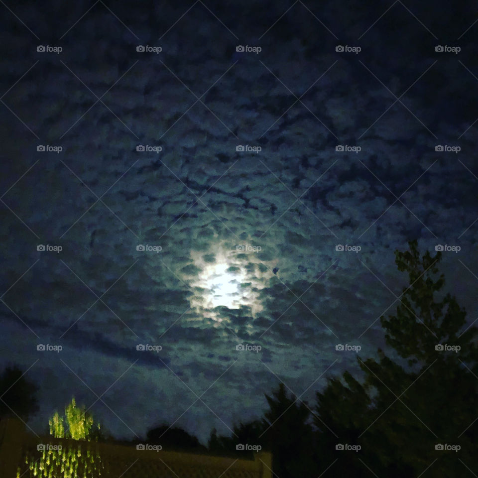 Night sky clouds and the moon 