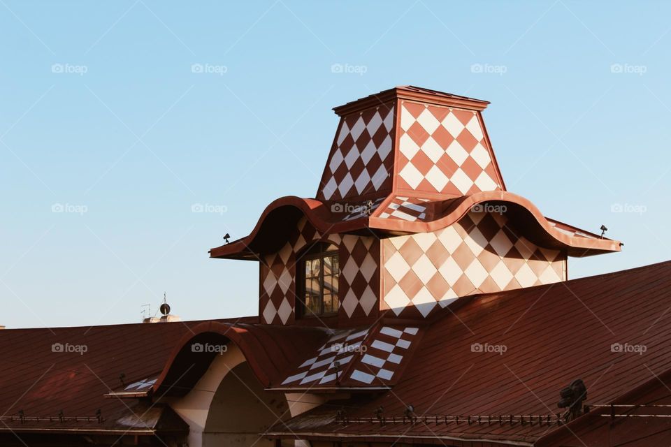 Unusual roofs of the old market in Belgrade