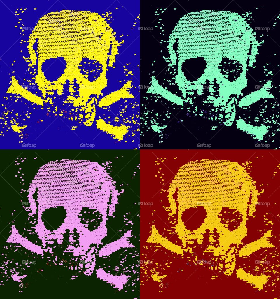 glitter skull pop art