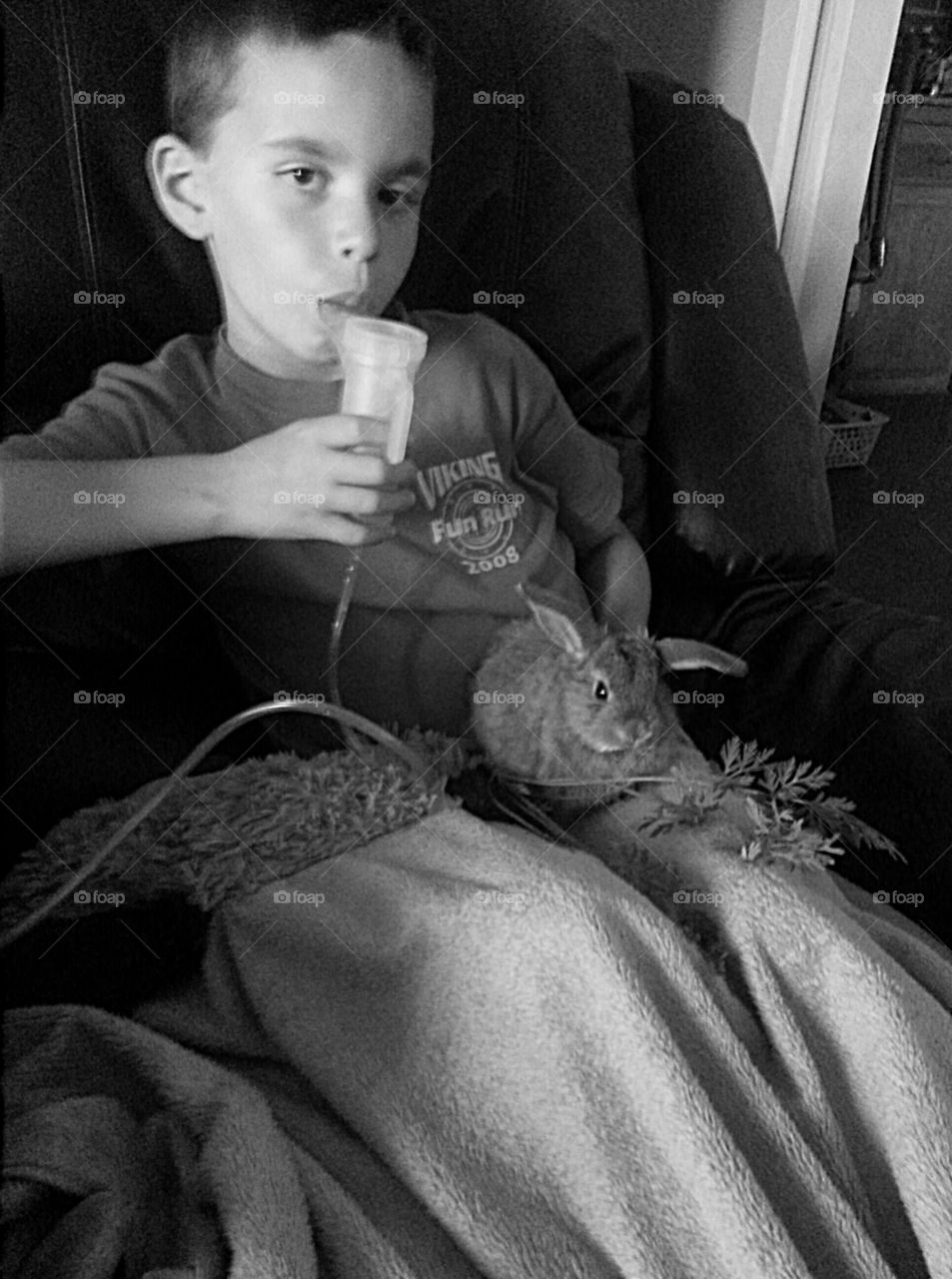 treatment. nebulizer time with pet bunny