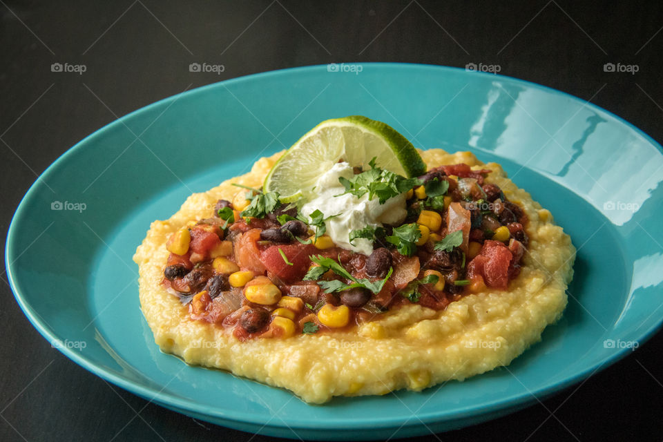 Polenta with bean stew