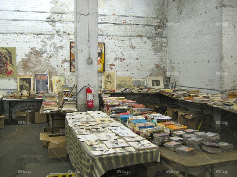 Flea market in old warehouse