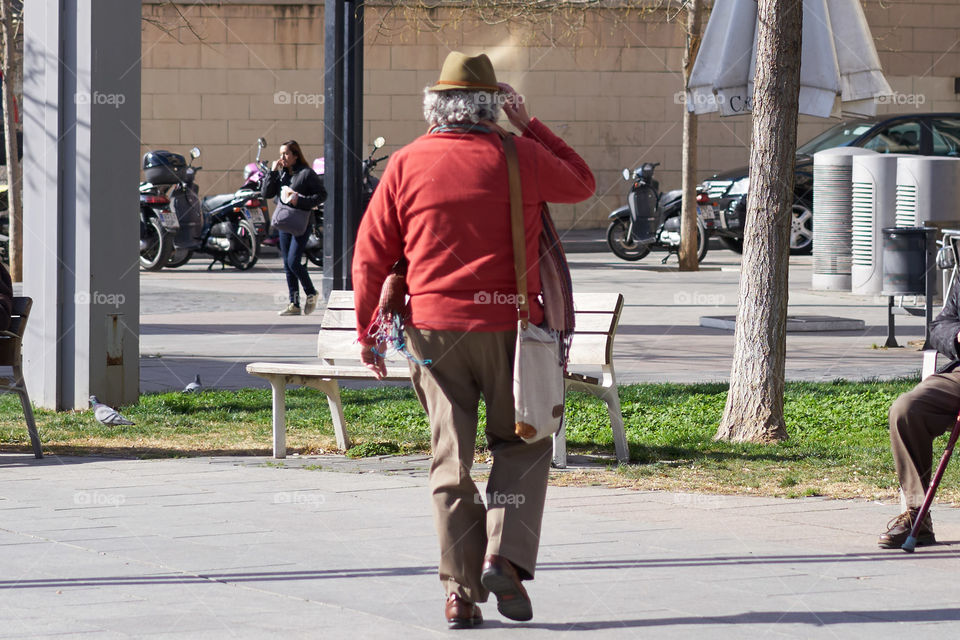 Elderly man walking