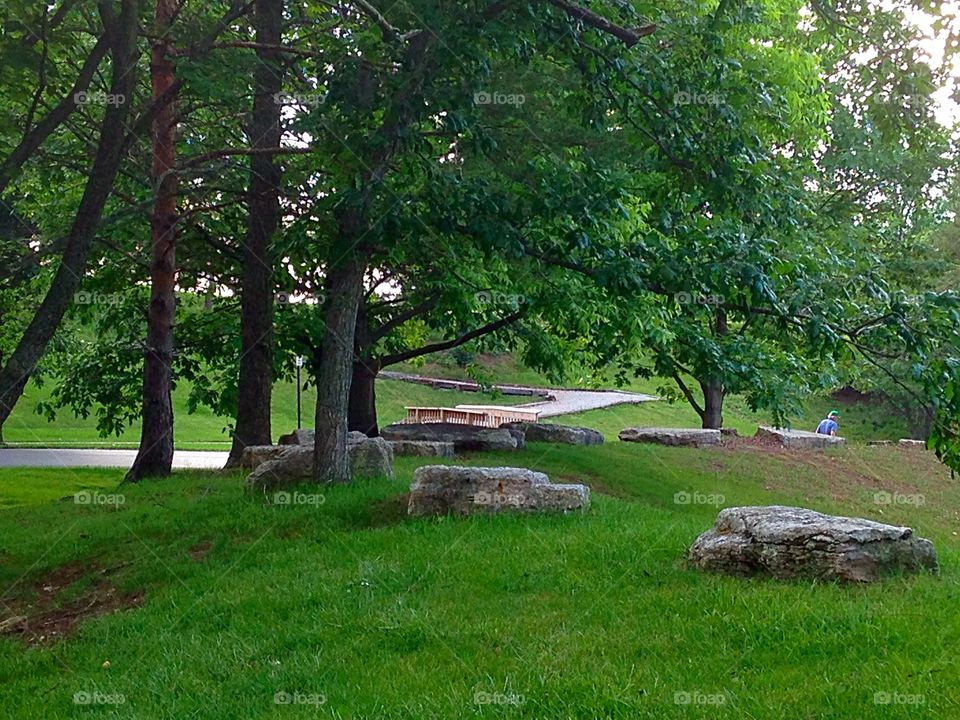 Walking path. Park walking trail in Ohio