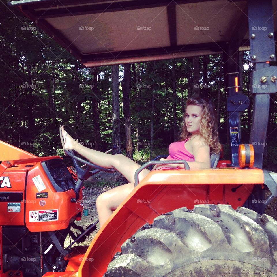 Hot tractor girl