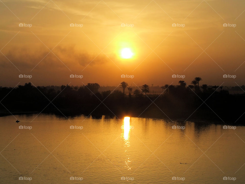 sunset over the Nill river in Egypt