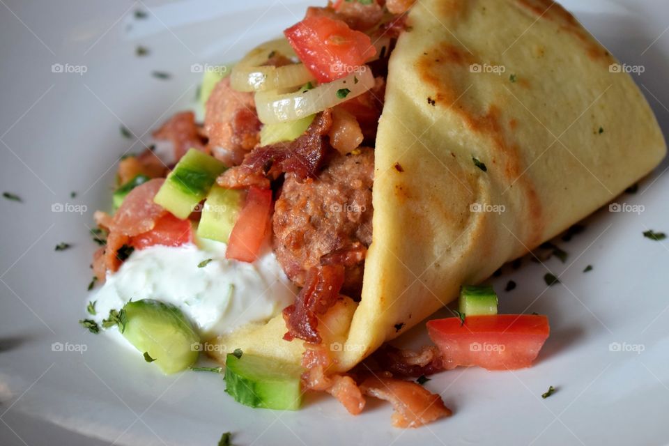 Greek Meatball Gyro Flatbread