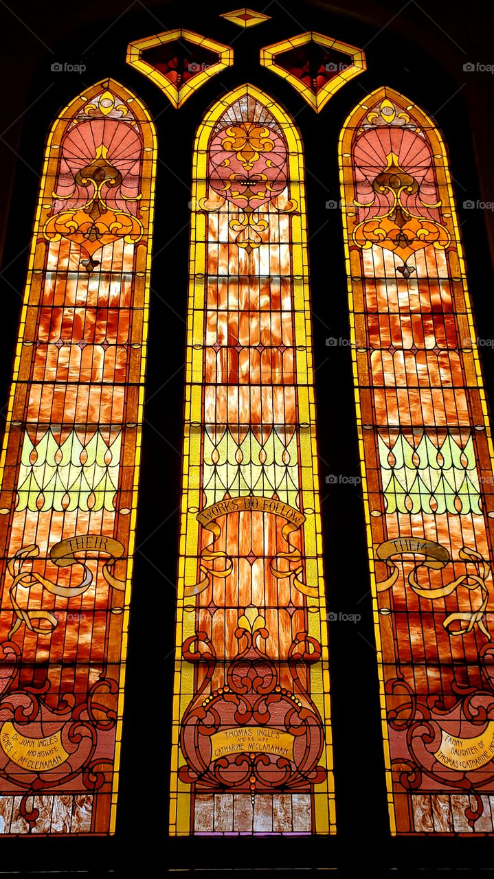 stained glass in a Presbyterian church in Radford, Virginia