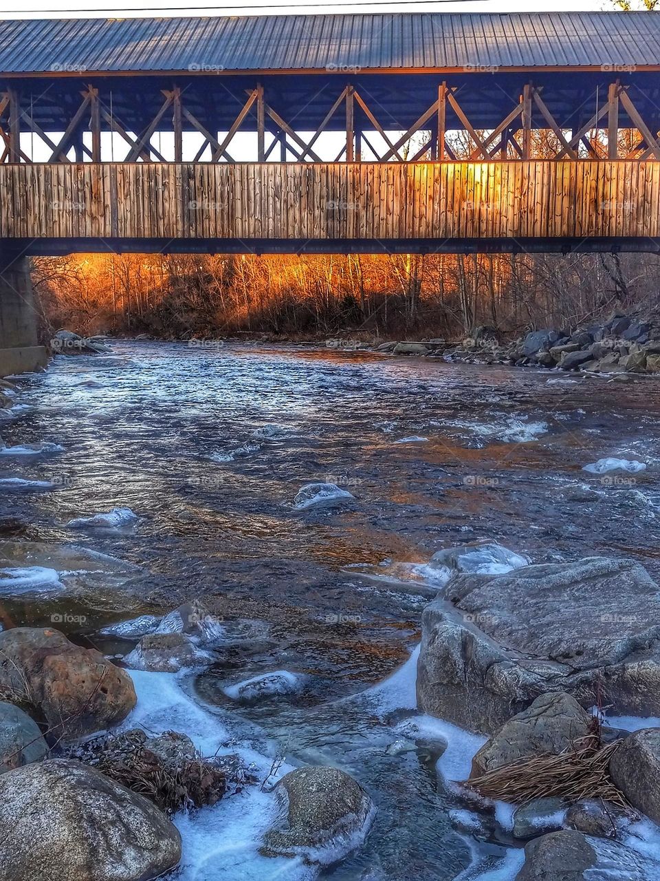 sunset beneath the Covered bridge