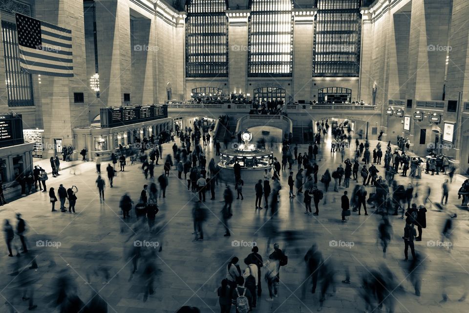 Grand Central Station In New York City, The Motion Of Commuters In A Rush 