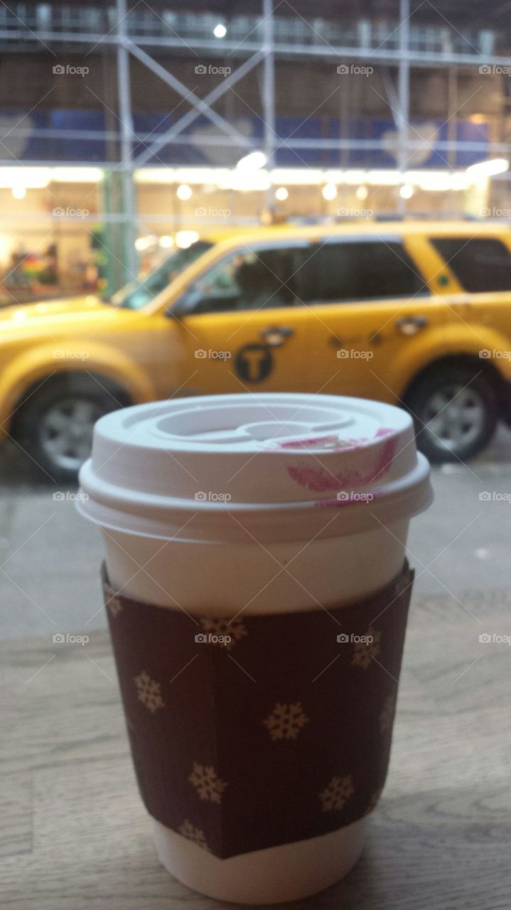 NYC coffee. having coffee in NYC deli