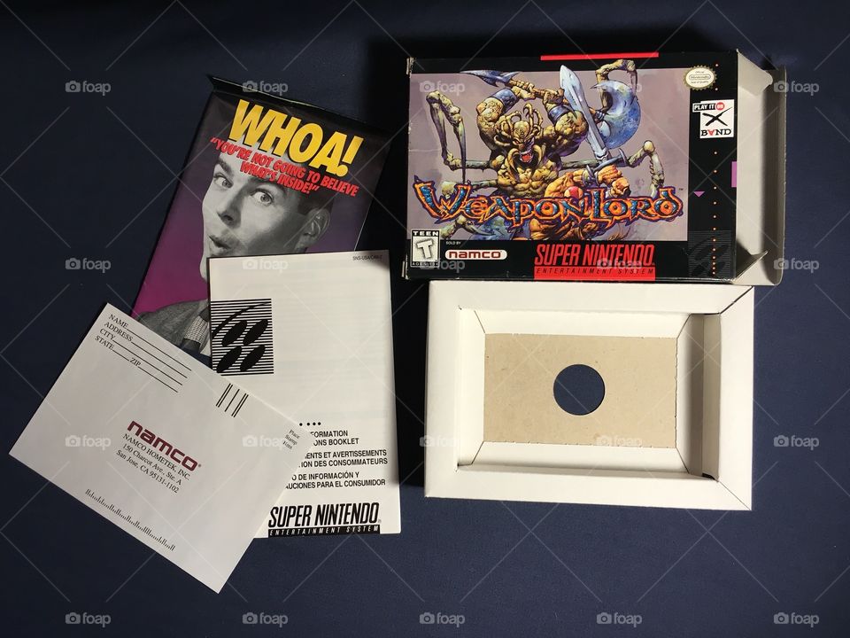 Weaponlord Box for the video game. This is for the Super Nintendo SNES and is from 1995