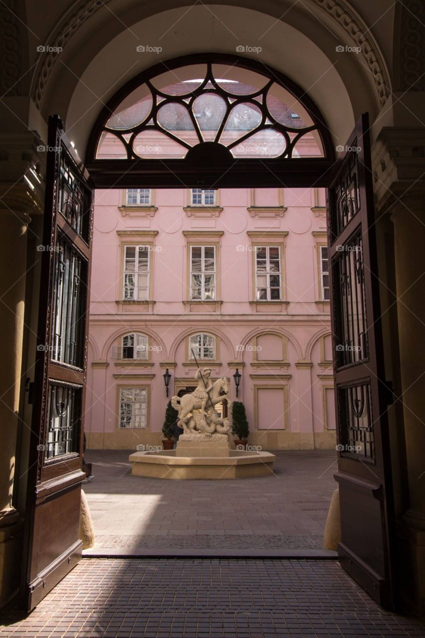 St George and the Dragon Fountain, Bratislava City Hall, Slovakia 