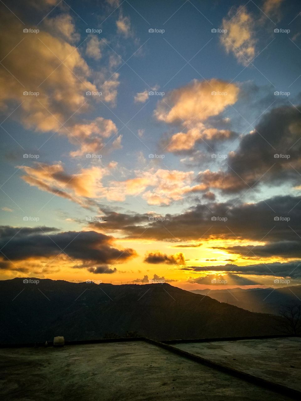sunset view from mountains.