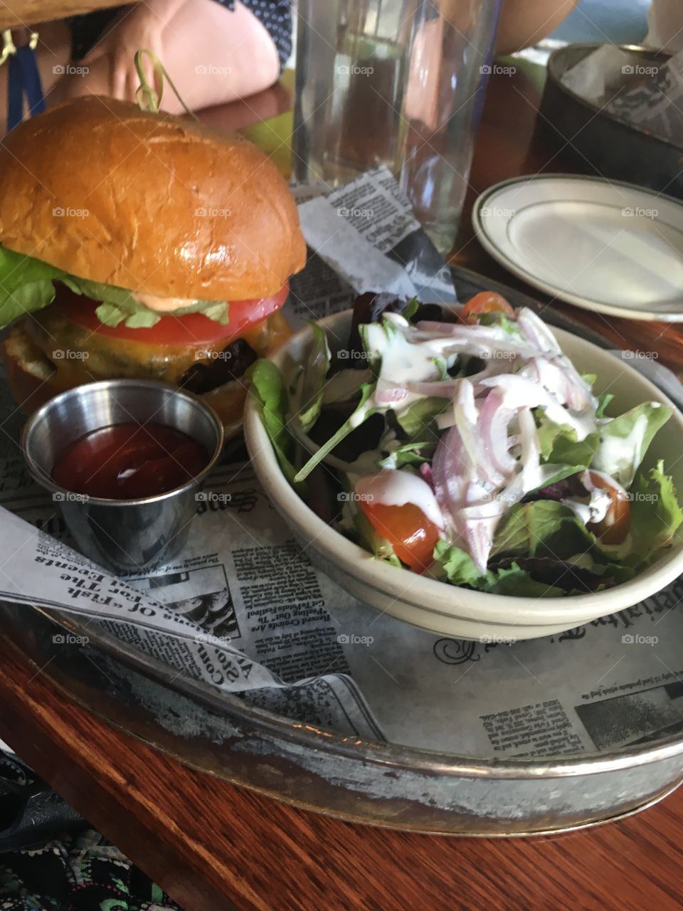Hamburger and salad! NYC 