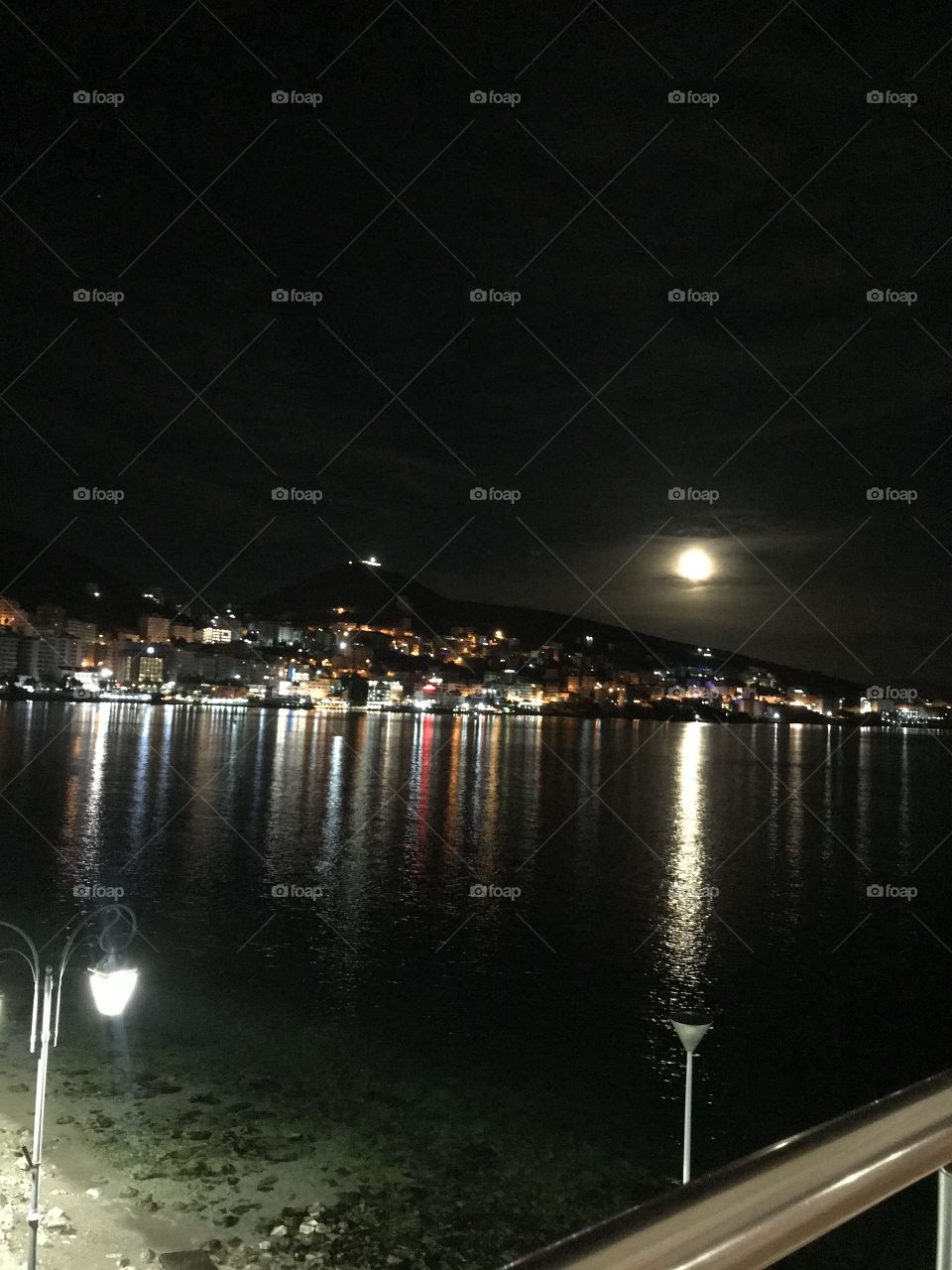 Full Moon...Beautiful Saranda,Albania...Light in the moon night✨