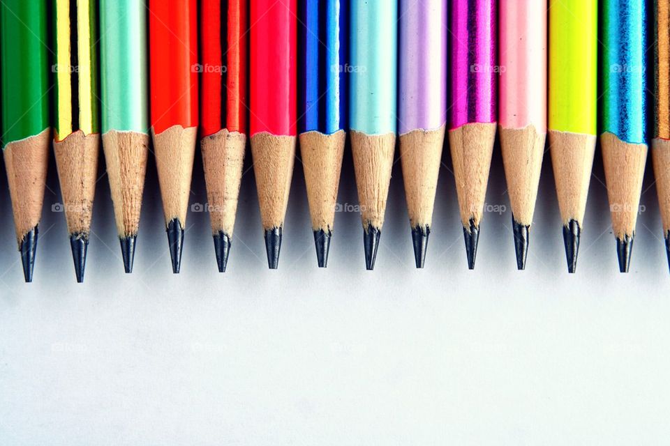 colorful sharpened pencils