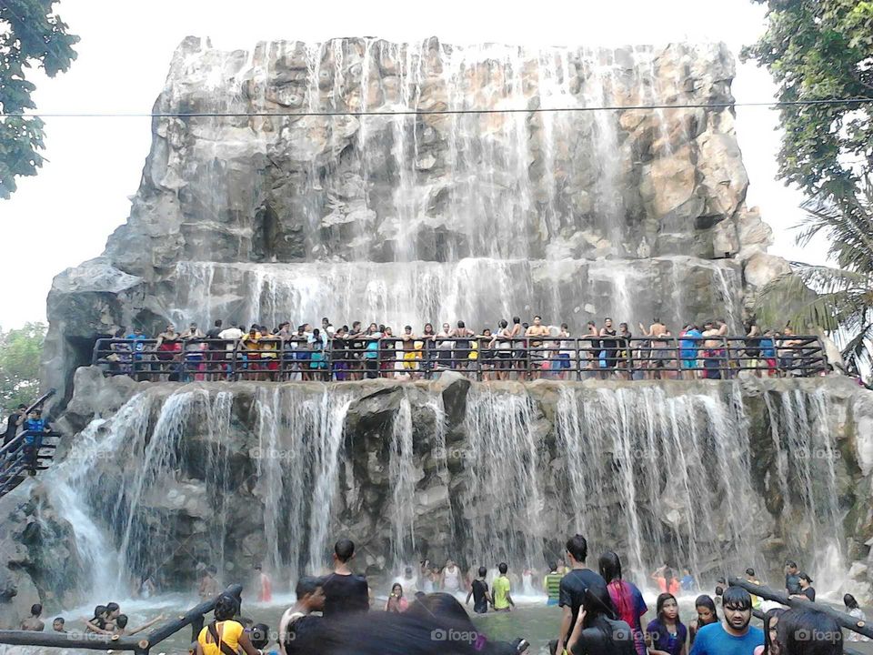 Artificial waterfall in Aquatika water park in Kolkata