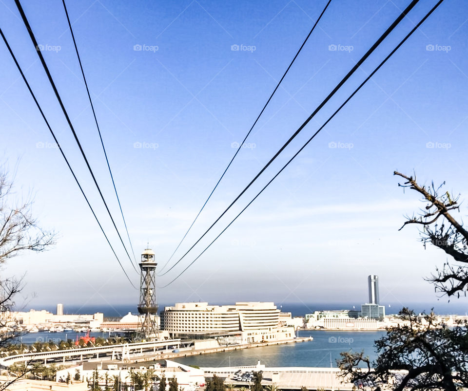 Cables - looking back to Transbordador Aeri del Port, Barcelona, Spain