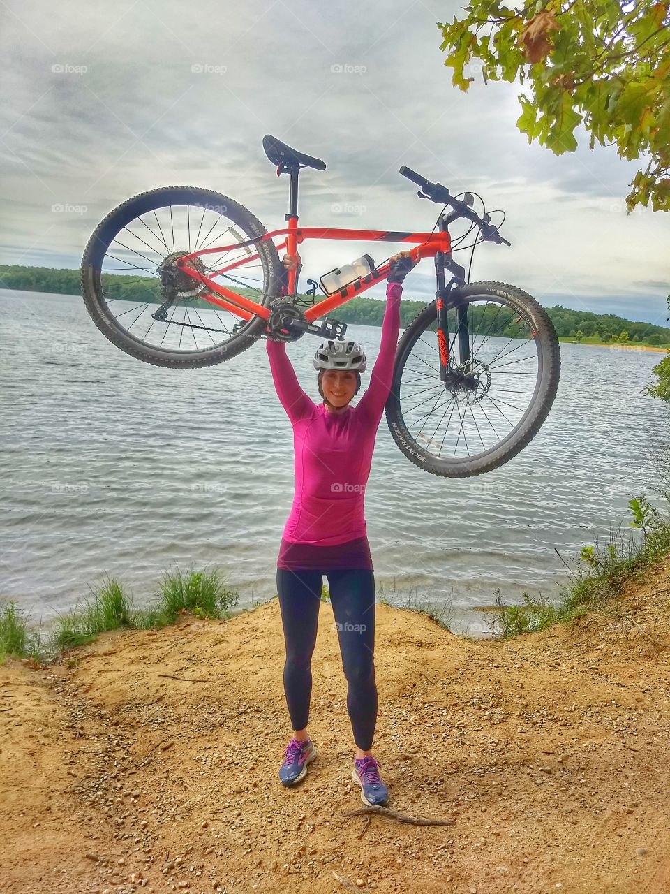 sexy woman cyclist power pose