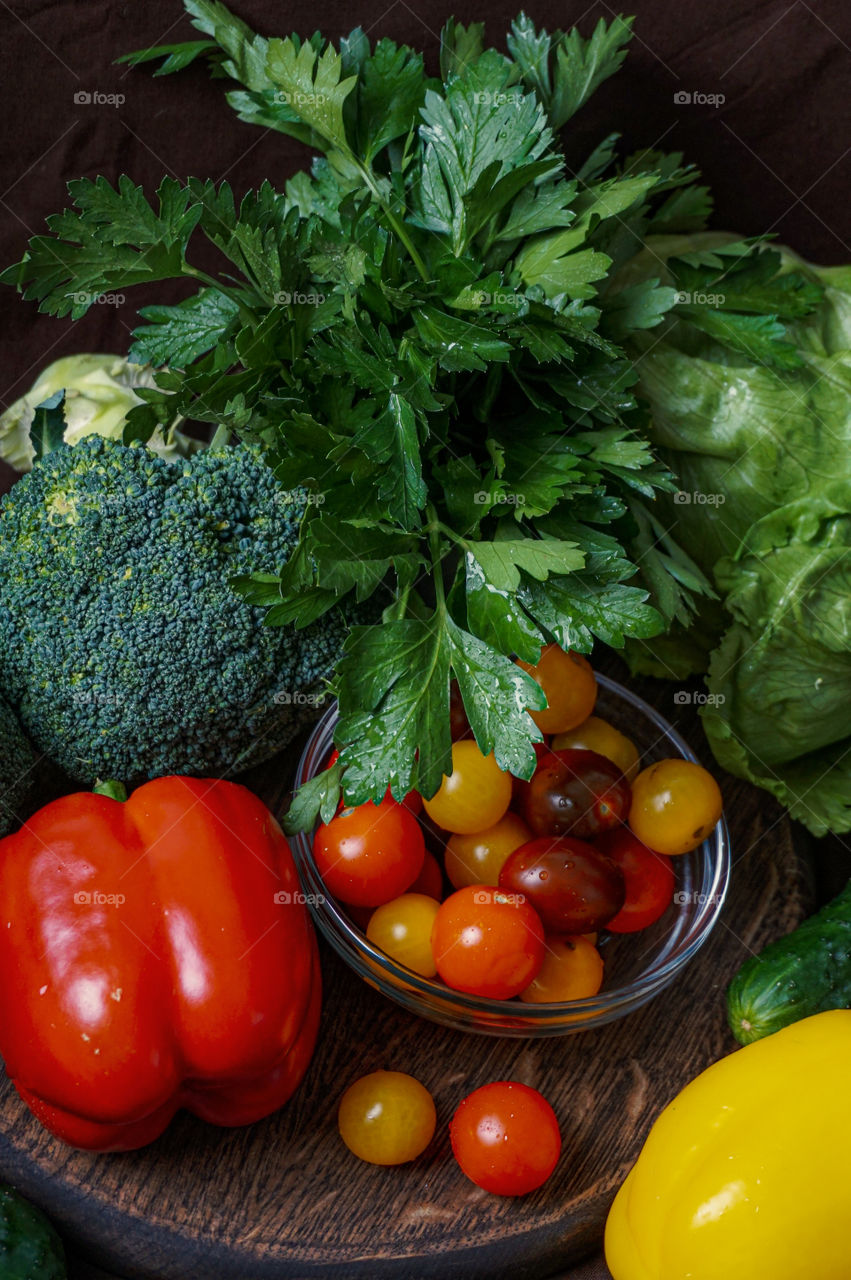 Vegetables on a dark background