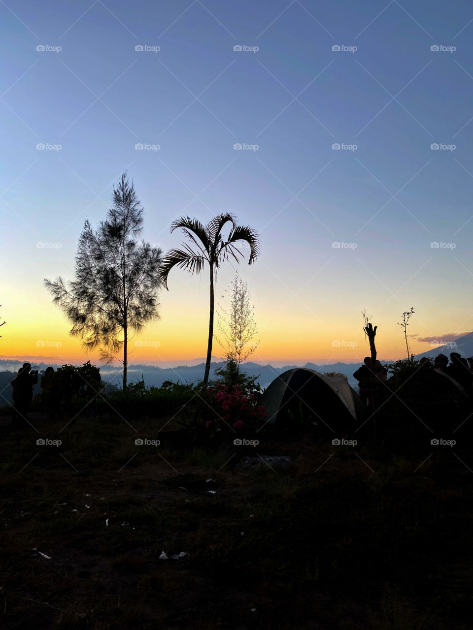 Sunrise from Pinggan Village Kintamani Bali Indonesia 