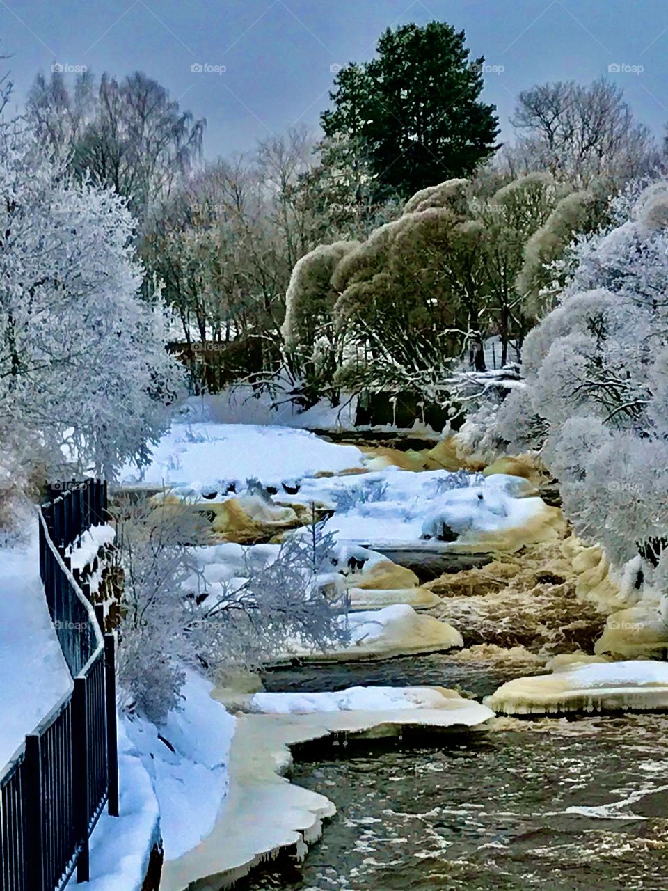 Beautiful Vanhankaupunginkoski rapids at Helsinki, Finland