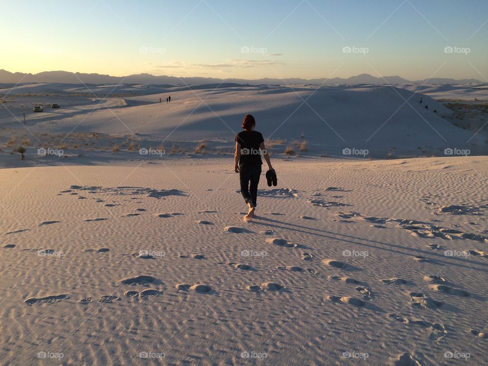 Walking at White Sands national Monument