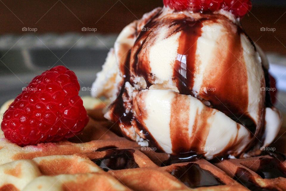 Ice cream and waffle