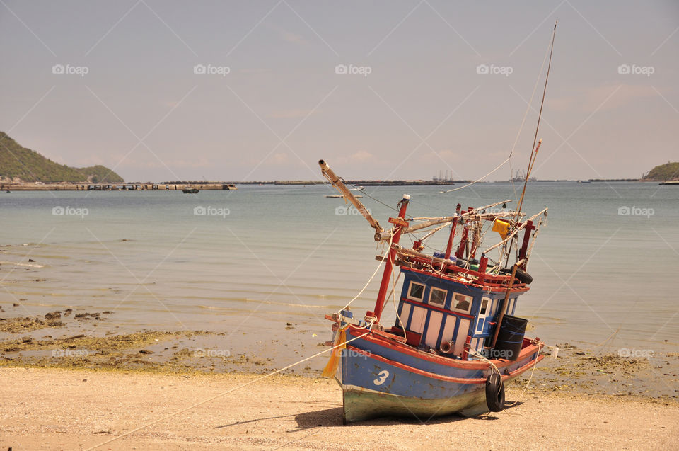 Fishing boat are parked on the beach